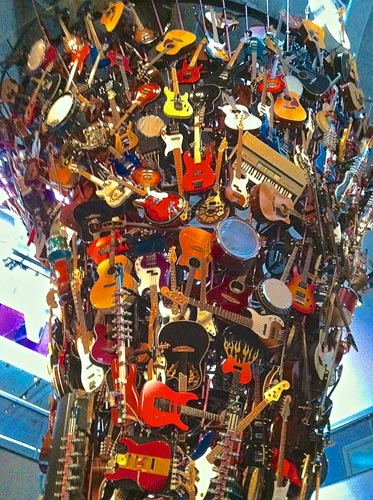 Three story instrument tower at the EMP Museum in Seattle, Wash